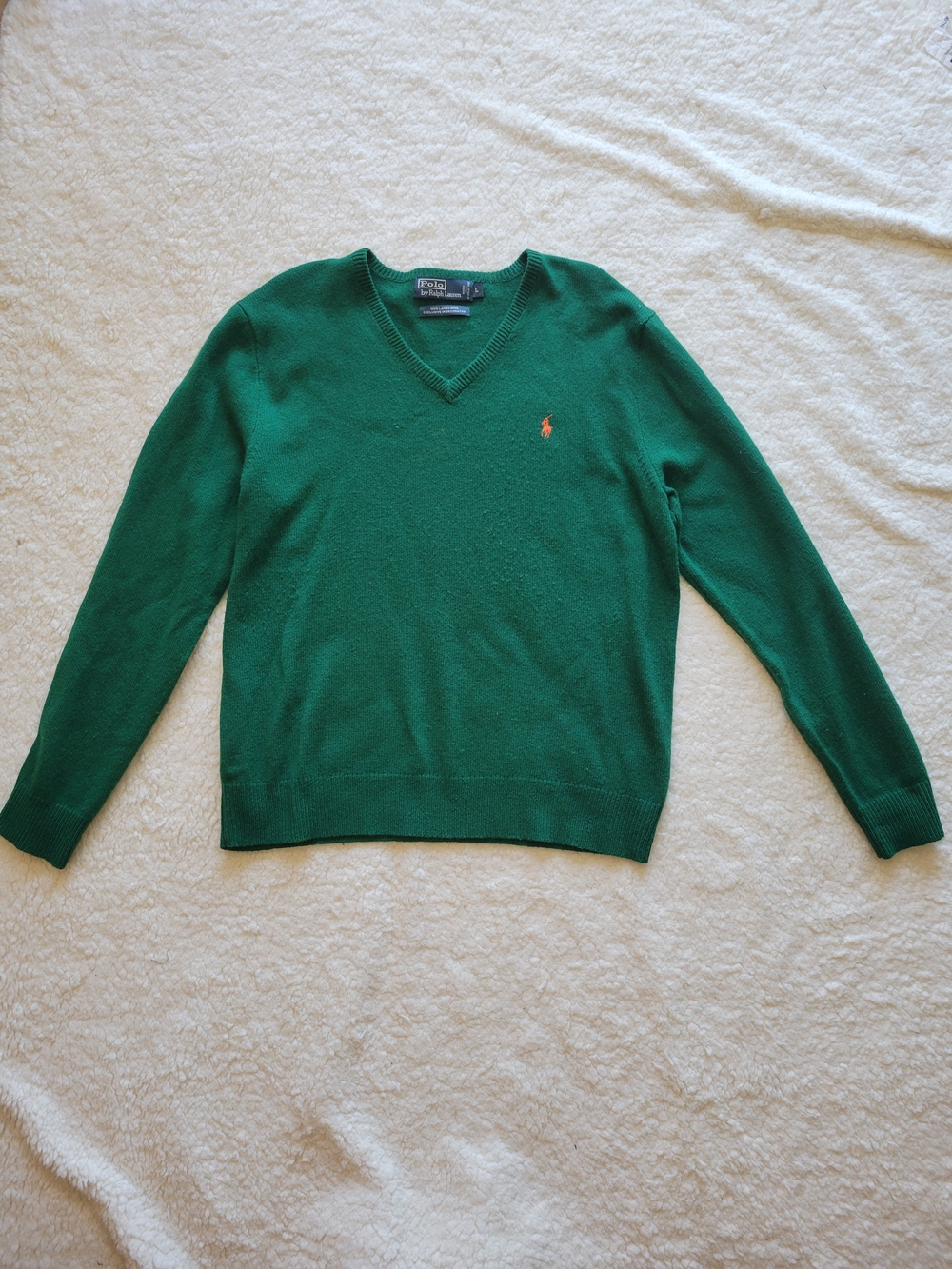 Ralph Lauren Green V-Neck Cotton Sweater